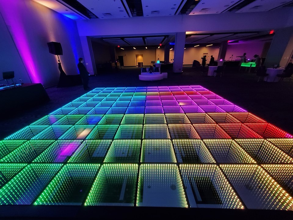 Magnetic Led Dance Floor Wedding Portable 3D Interactive Dance Floor Light Infinity Mirror Wireless Dance light