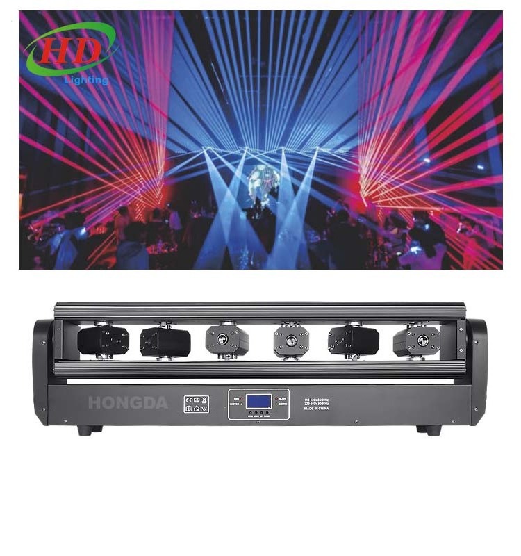 6 Eye Laser Moving Head Light Beam Bar 6 Heads 500mw RGB 3IN1 Full Color Red Green Blue Laser Lights For Night Club