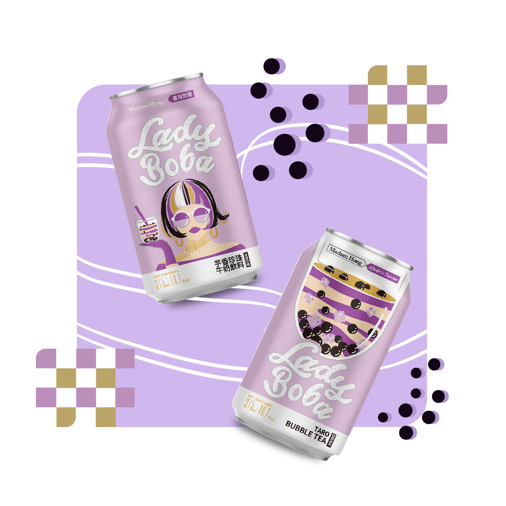 Lady Boba 315ml instant taro bubble milk tea drink MIT in Taiwan