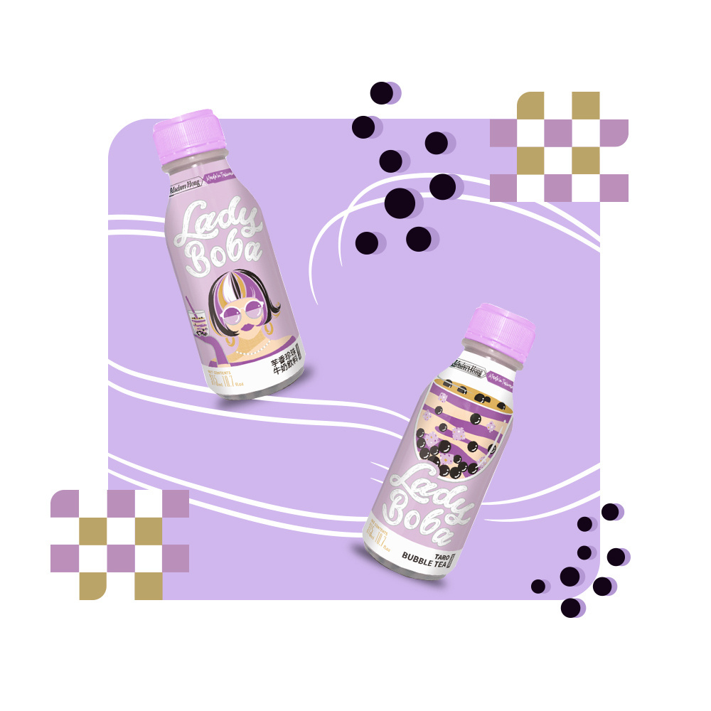 Popular 300ml taro bubble tea bottle in Taiwan