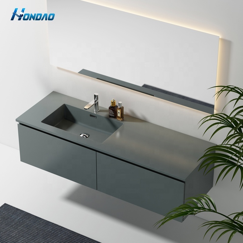 New Arrival Modern Solid Surface Bathroom Vanity with Rectangular Shampoo Sink Artificial Stone Cabinet Basin for Wash Bathrooms