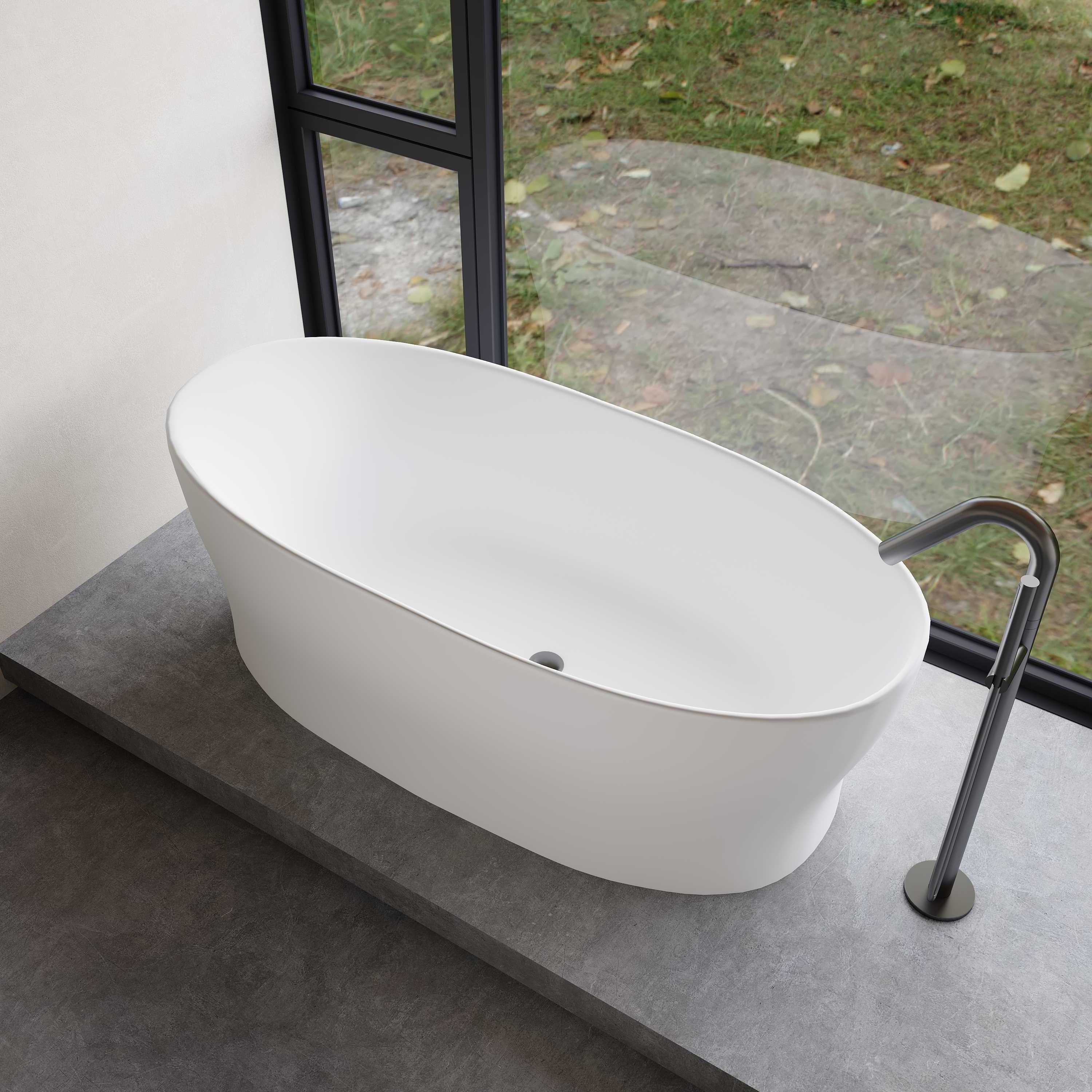 Custom high quality big capacity acrylic man made stone bathtub freestanding solid surface bathtub for bathroom