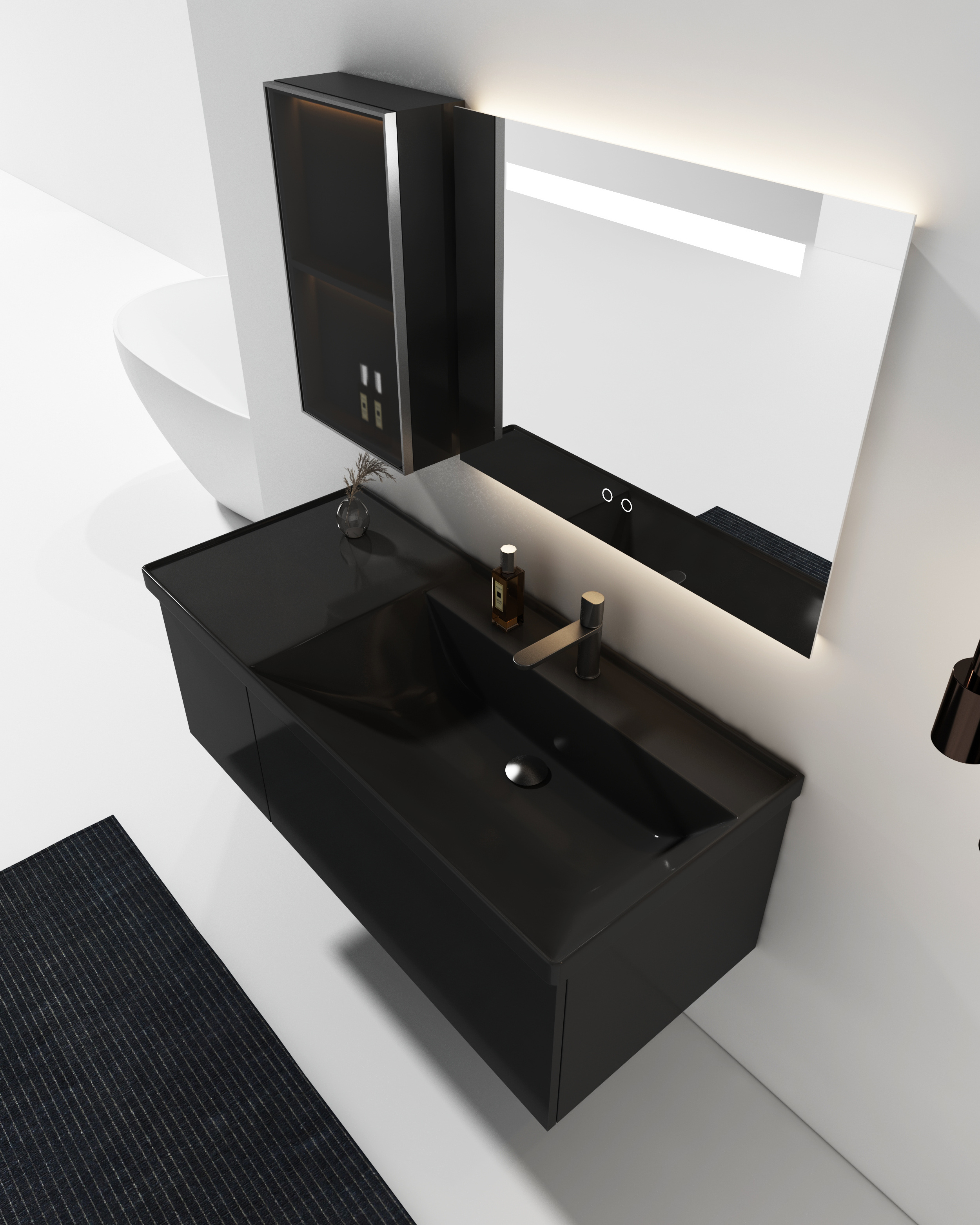 New Arrival Modern Solid Surface Bathroom Vanity with Rectangular Shampoo Sink Artificial Stone Cabinet Basin for Wash Bathrooms