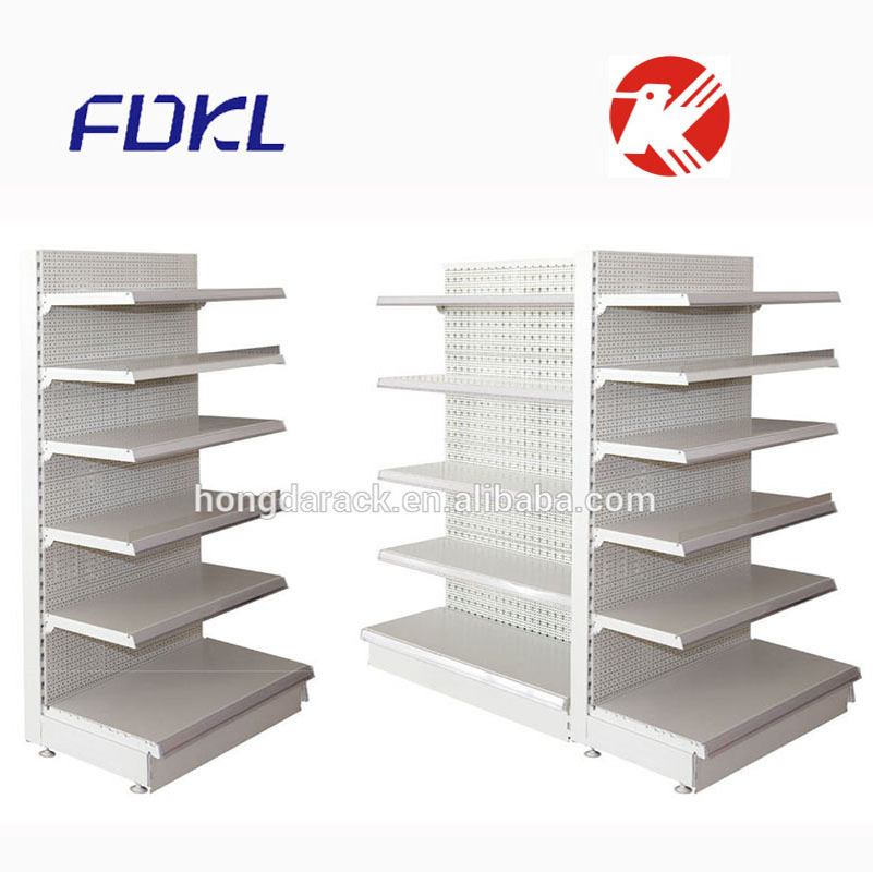 China Supplier Commercial Metal Storage Rack Gondola Supermarket Display White Shelves For Shops