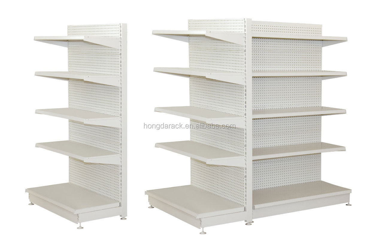 China Supplier Commercial Metal Storage Rack Gondola Supermarket Display White Shelves For Shops