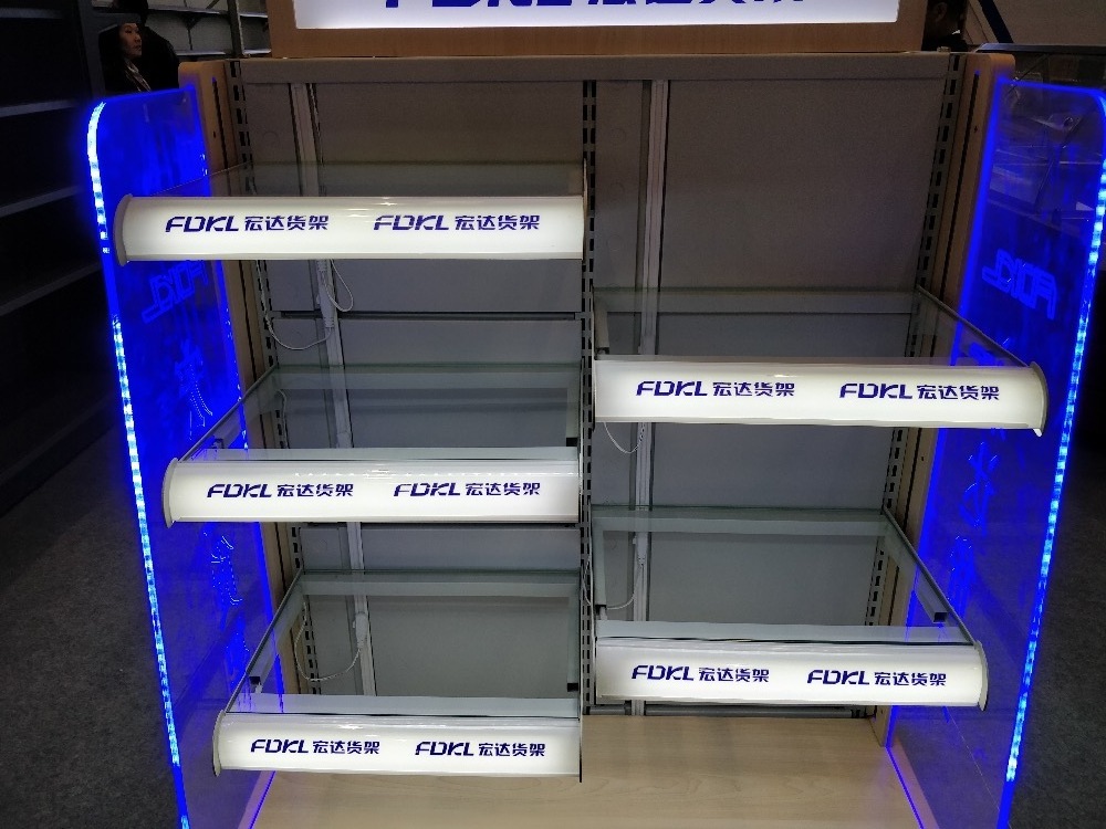 Customized prateleiras LED glass gondola supermarket cosmetic display stand estante shelf