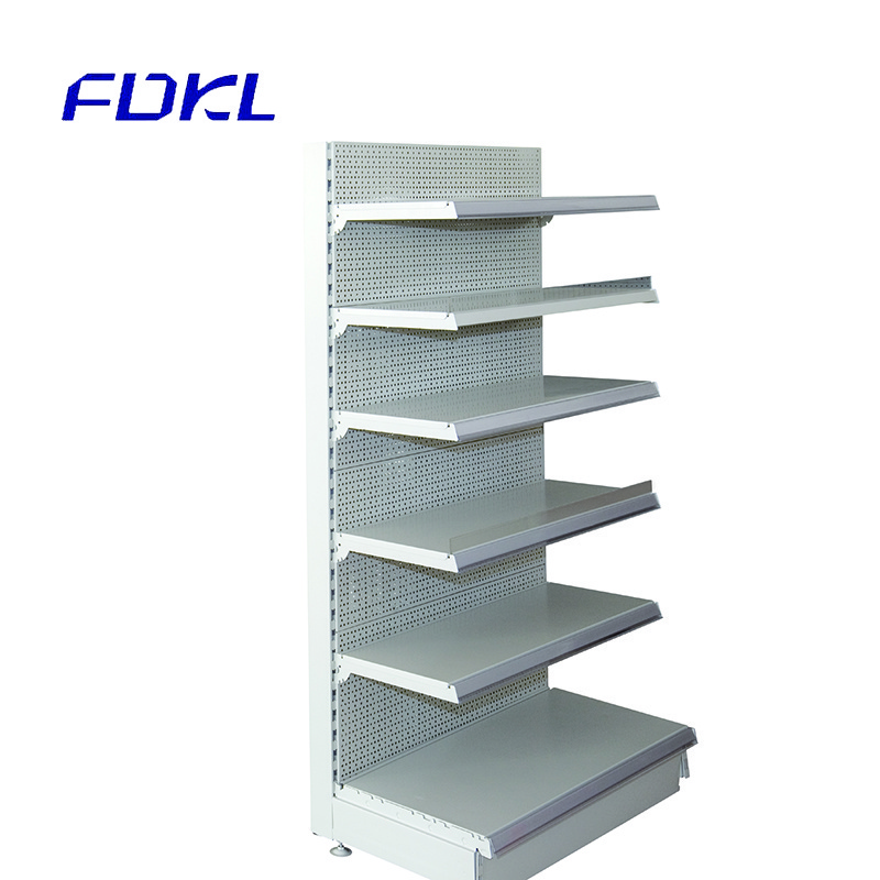 China Supplier Commercial Metal Storage Rack Gondola Supermarket Display White Shelves For Shops