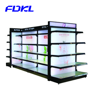 Customized prateleiras LED glass gondola supermarket cosmetic display stand estante shelf