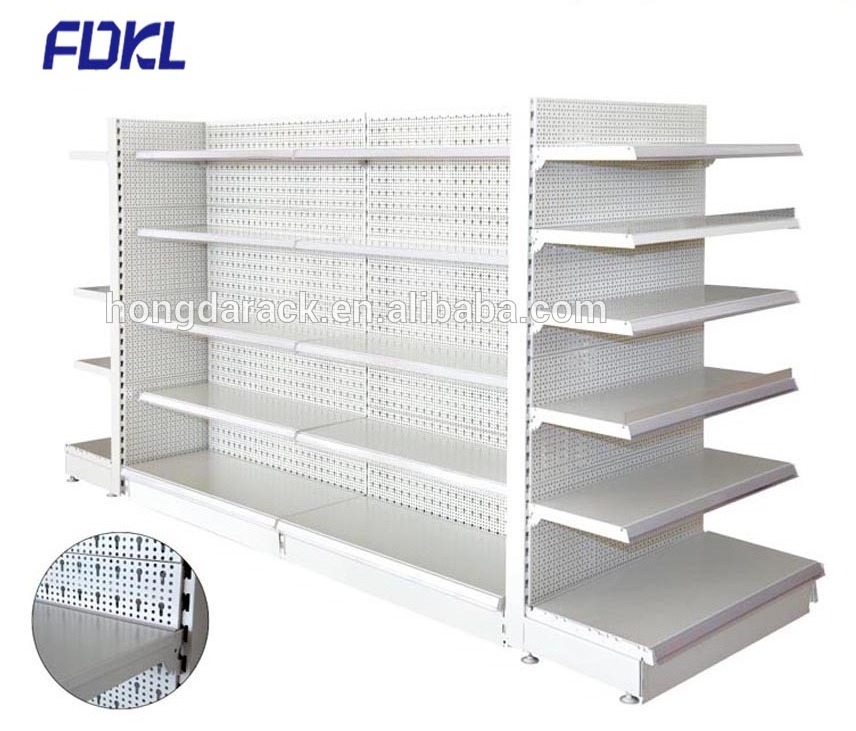 China Supplier Commercial Metal Storage Rack Gondola Supermarket Display White Shelves For Shops