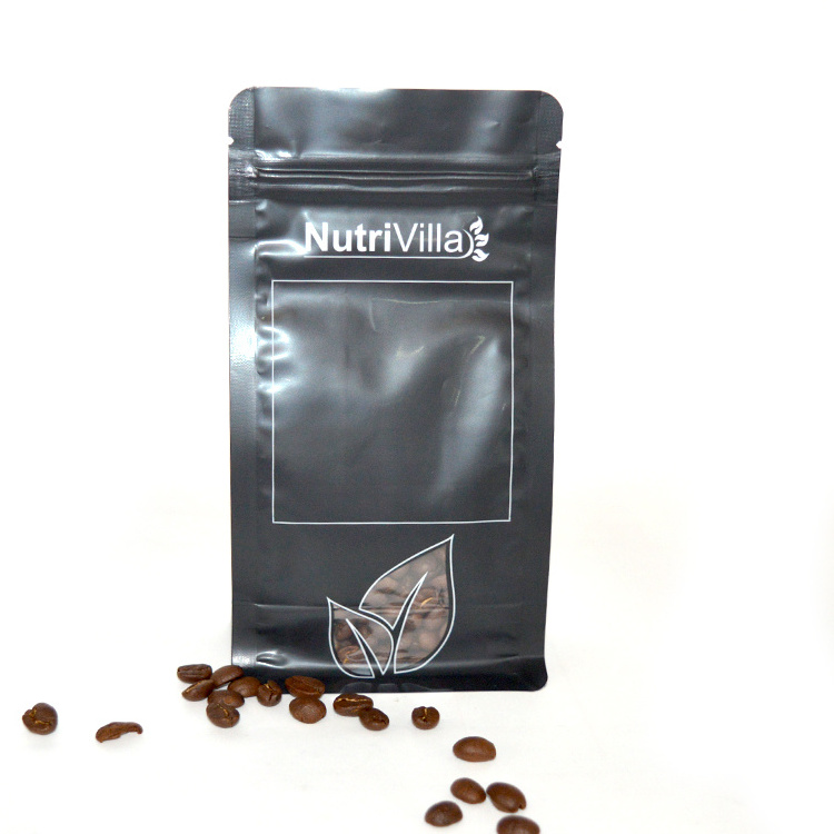 Coffee Bags 8 Onz 500gr 2.5 Kg 100g 12 Oz With Valve Zipper Black And Red Window Custom Plastic Bag Wholesale Packaging Bag