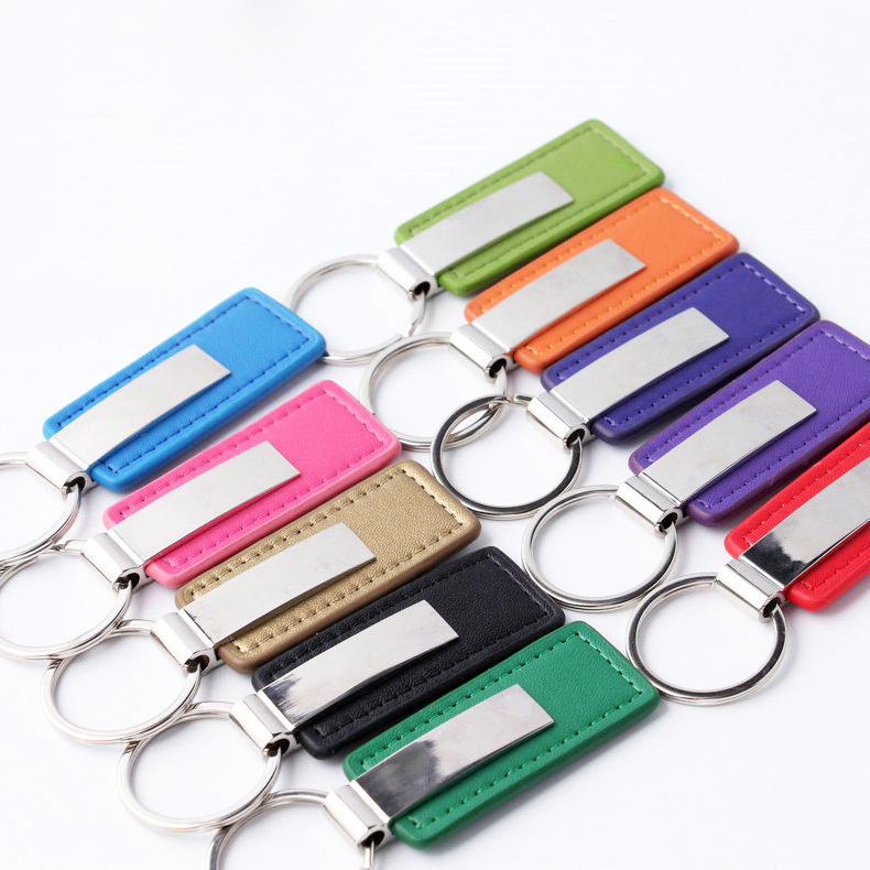 Wholesale Cheap Custom Logo Car Key chain Set Matel Leather Keychain Branding Gift