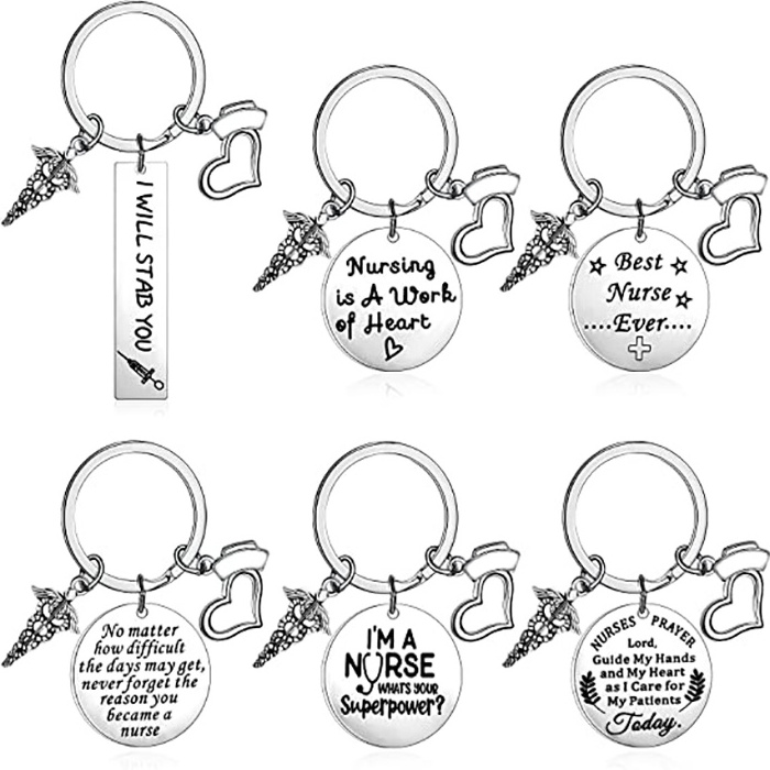 Factory Custom Promotional Logo Keychain Anime Couple In Bulk Metal Retractable Assistant Acrylic Keyring Nurse Blank Keychain