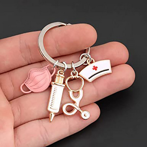 Factory Custom Promotional Logo Keychain Anime Couple In Bulk Metal Retractable Assistant Acrylic Keyring Nurse Blank Keychain