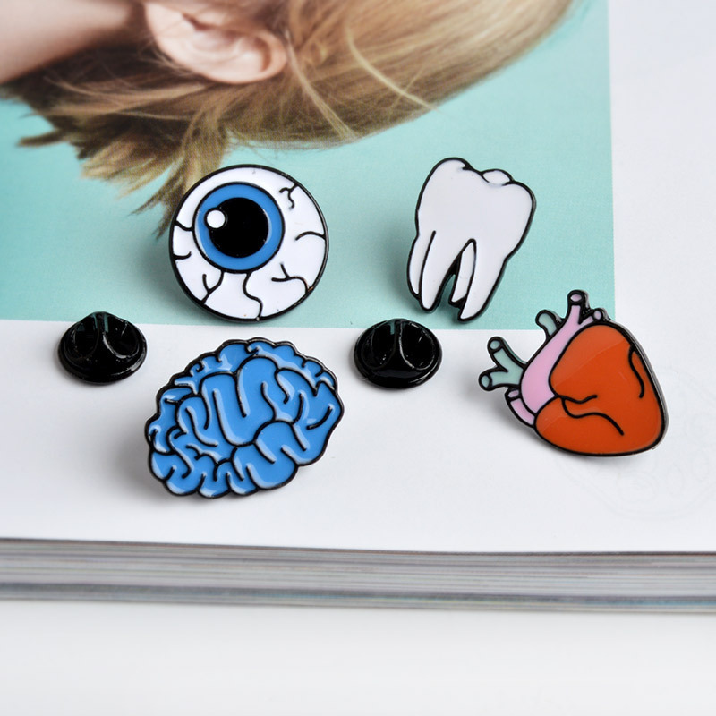 Custom Organ Eye Tooth Mini Brooch Pin Badge For Dentist Collar Brain Enamel Lapel Pin