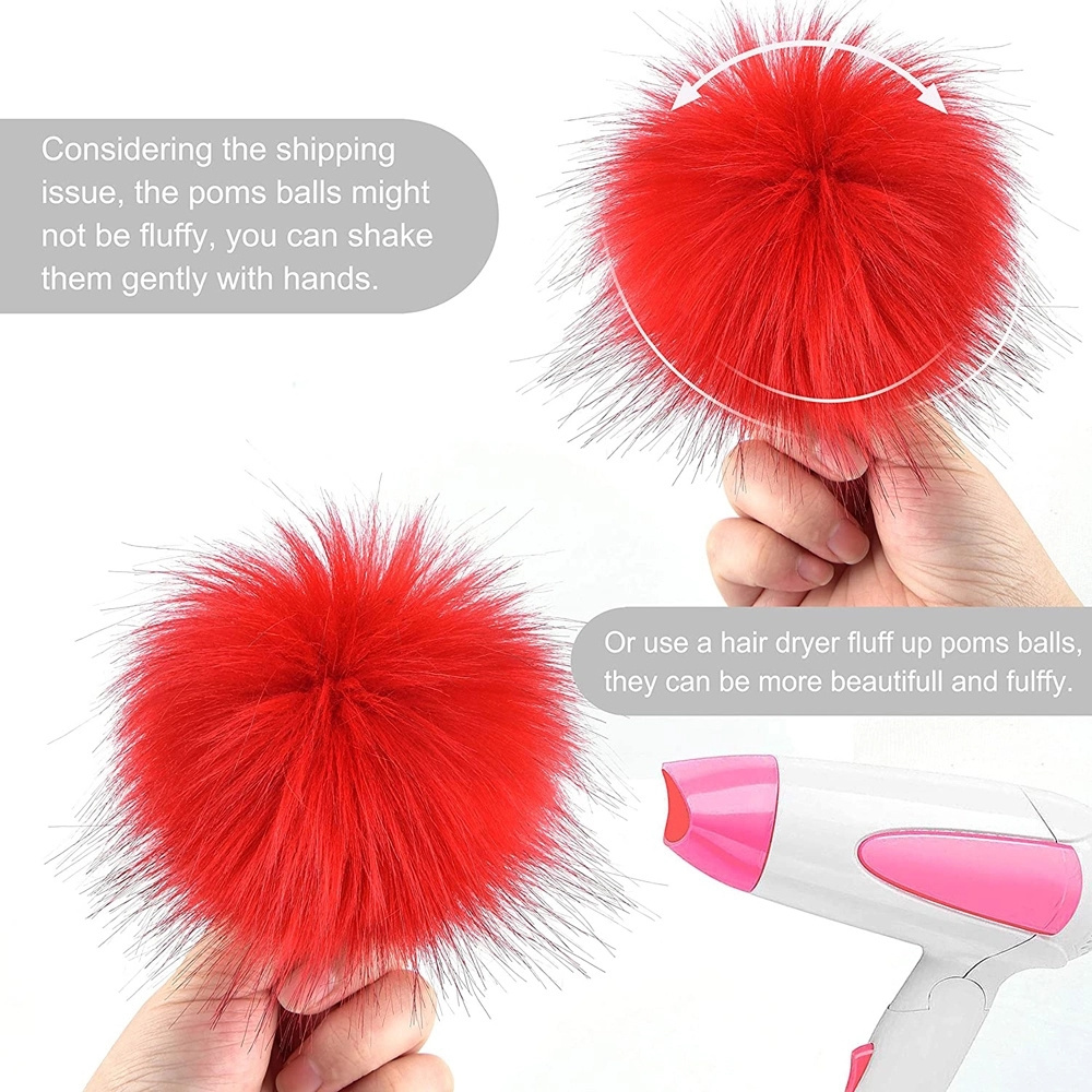 Wholesa Puff Key Chain Red Silver Pink Large Faux Fluffy Pompom Puff Ball Furball Heart Keychain Pom Pom Key Chain Keychain