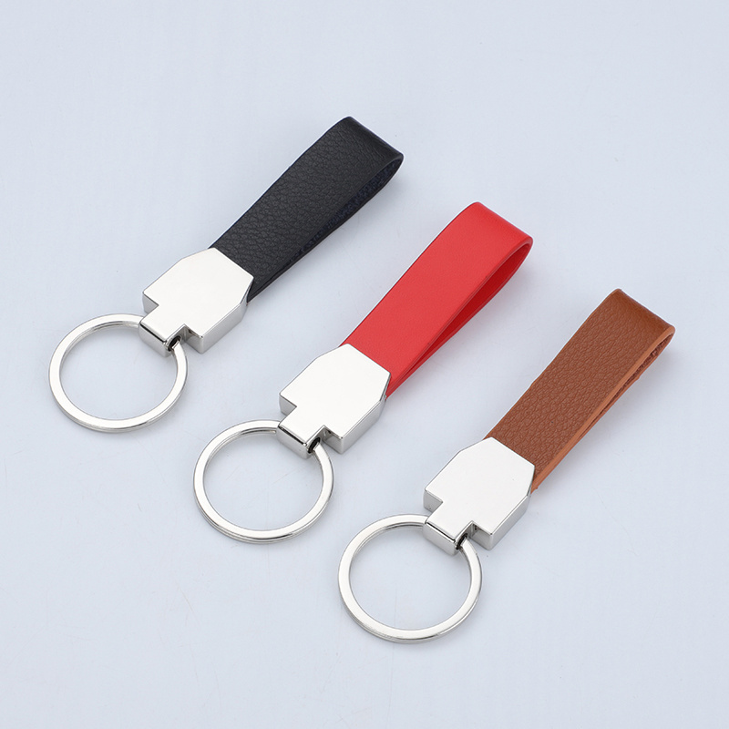 Wholesale Cheap Custom Logo Car Key chain Set Matel Leather Keychain Branding Gift