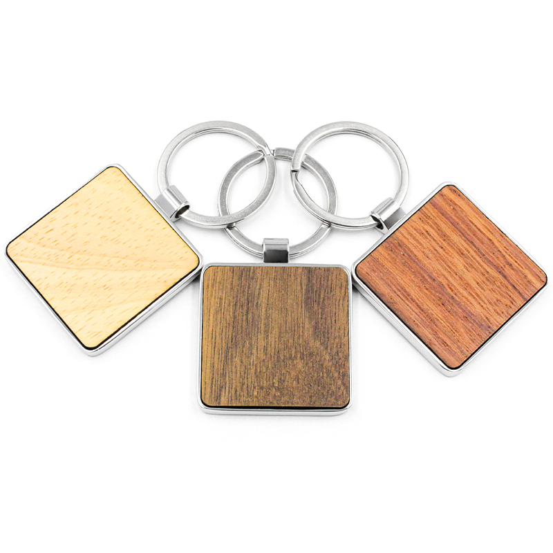 Wholesale Custom Retractable Wooden Round Cross Keychain For Engraving Blank Metal Wood Barrel Circle Beech Bead Keychai