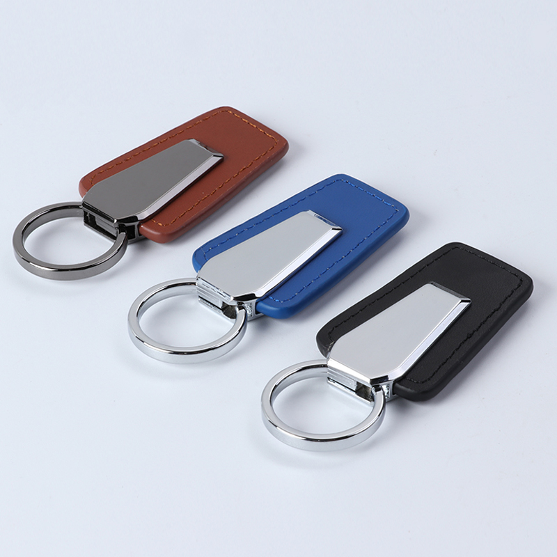 Wholesale Cheap Custom Logo Car Key chain Set Matel Leather Keychain Branding Gift