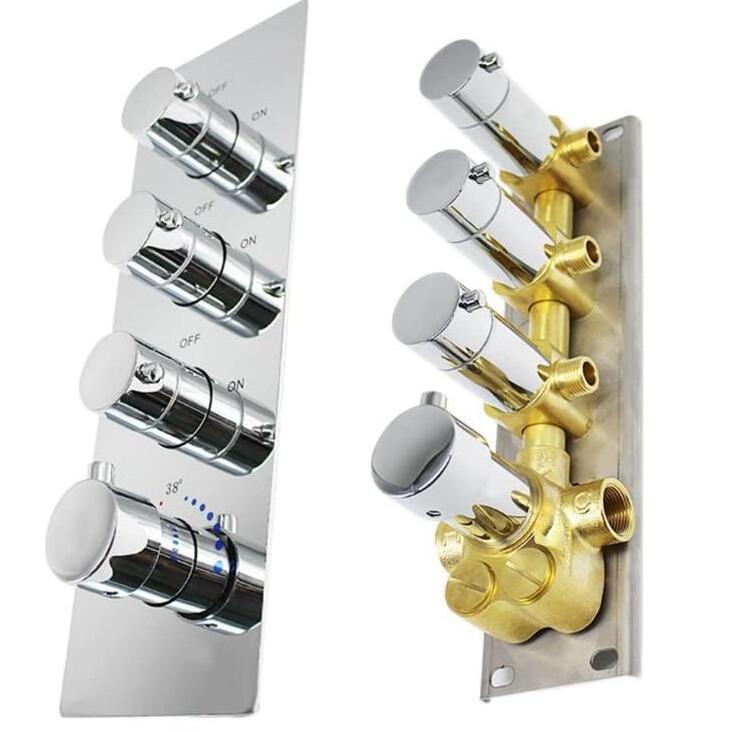 3-way Shower Brass Thermostatic Valve,Shower Diverter Flow Control Valve for Shower System