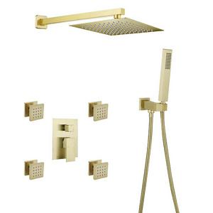 Bathroom Rain Mixer Shower Faucet Combo Set Wall Mounted Shower System Including Control Rough-in Valve