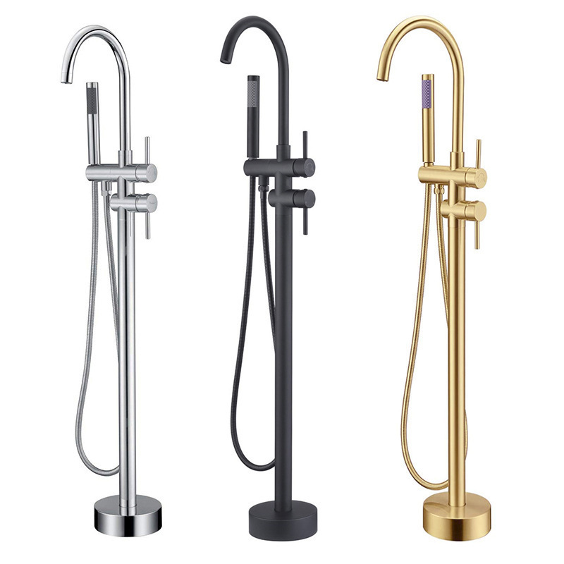 High basin classic floor standing bathtub faucet gooseneck free standing bath faucet