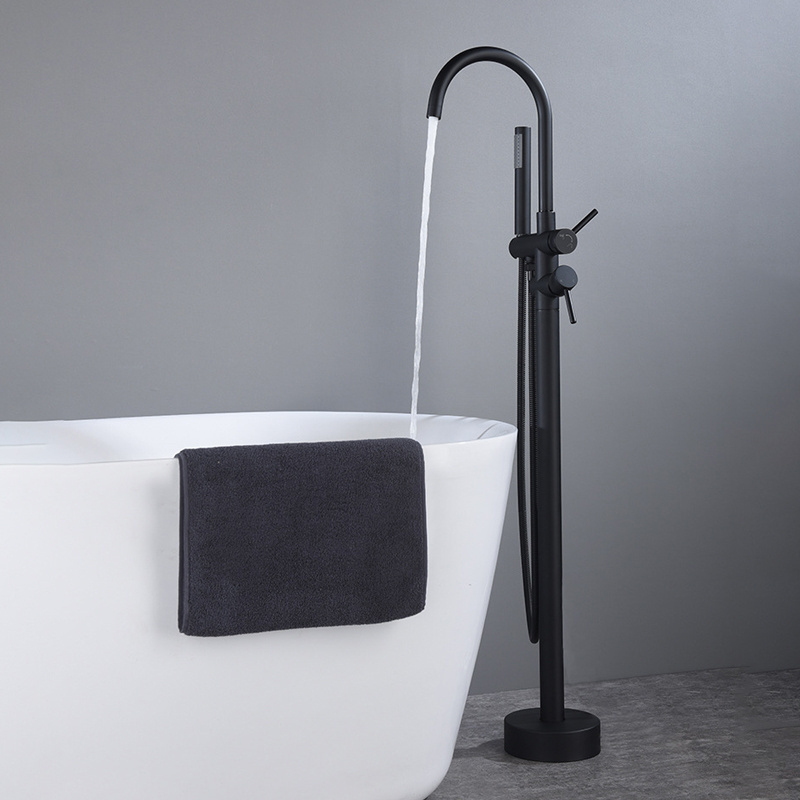 High basin classic floor standing bathtub faucet gooseneck free standing bath faucet