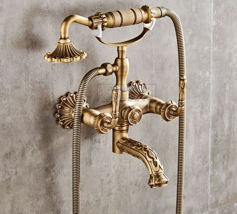 Bath shower faucet Wall faucet mix Brass Shower Bathtub antique bronze kitchen faucet with phone hand shower