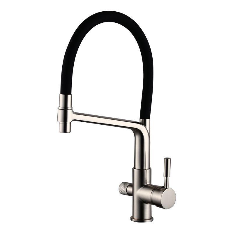 Contemporary Black brass Kitchen Faucet Pull Out Kitchen Sink Faucet Dual Handle 3 in 1 High Arc Water Filter Purifier Faucets