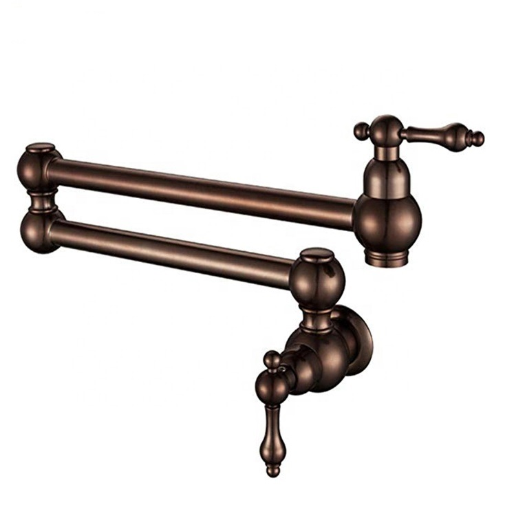 High Quality Antique Dual Swing Joints Wall Mounted Kitchen Faucets Modern Brass Pot Filler Faucet