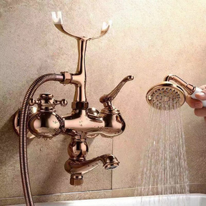 Europe Style Tub Faucet Hot and Cold Mixer Bathroom Shower Set Antique Brass  Bathtub Faucet Sprayer Shower Set