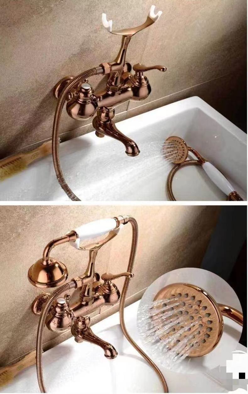 Europe Style Tub Faucet Hot and Cold Mixer Bathroom Shower Set Antique Brass  Bathtub Faucet Sprayer Shower Set