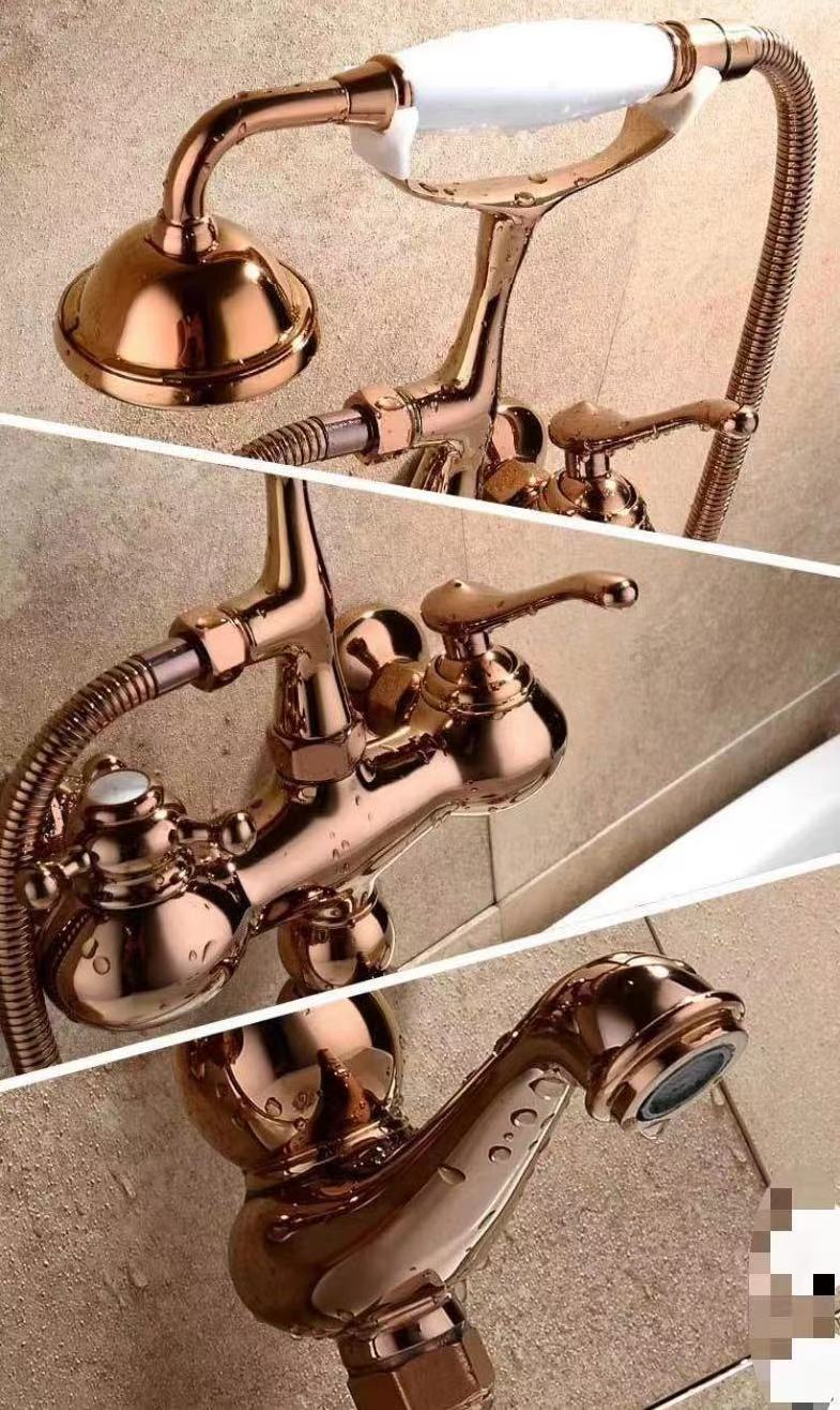 Europe Style Tub Faucet Hot and Cold Mixer Bathroom Shower Set Antique Brass  Bathtub Faucet Sprayer Shower Set