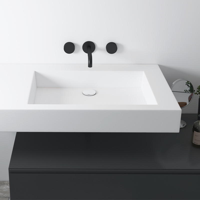 hotel black wall-mounted cold and hot water basin faucet three hole concealed wash basin embedded bathroom faucet