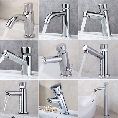 single cold push type time delay action faucet for public place toilet