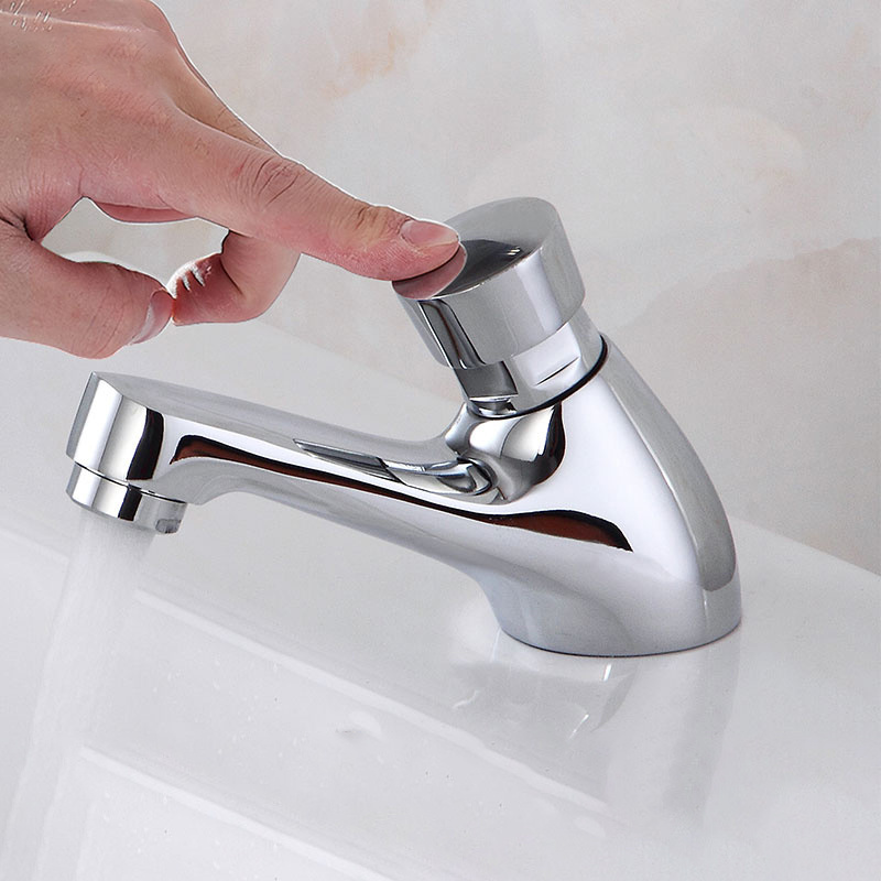 single cold push type time delay action faucet for public place toilet