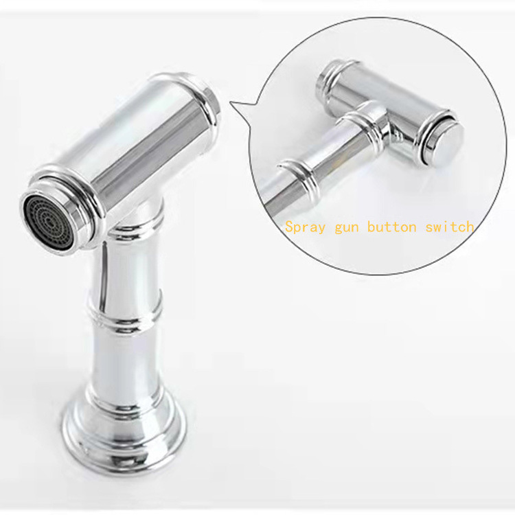 Double Handle Kitchen Faucet Brass Bridge Faucet With Side Sprayer Bidet Set