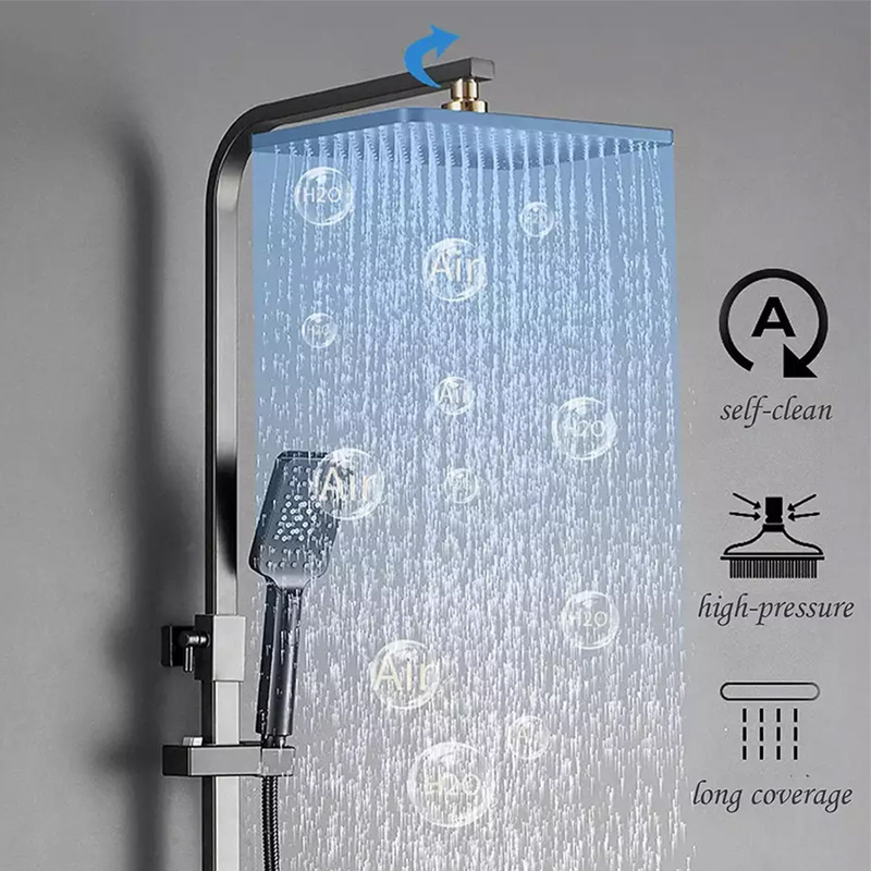 Hotel quality washroom display digital thermostatic rain brass shower mixer set bathroom