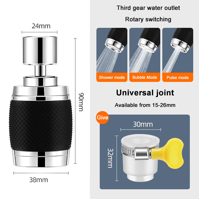 Space aluminum splash-proof kitchen faucet water-saving filter nozzle,1080 Large-Angle Rotating Robotic Arm Water Nozzle Faucet