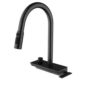 Commercial Kitchen Faucet with Dual Function Spray head in Finish,Smart display pull out kitchen faucet