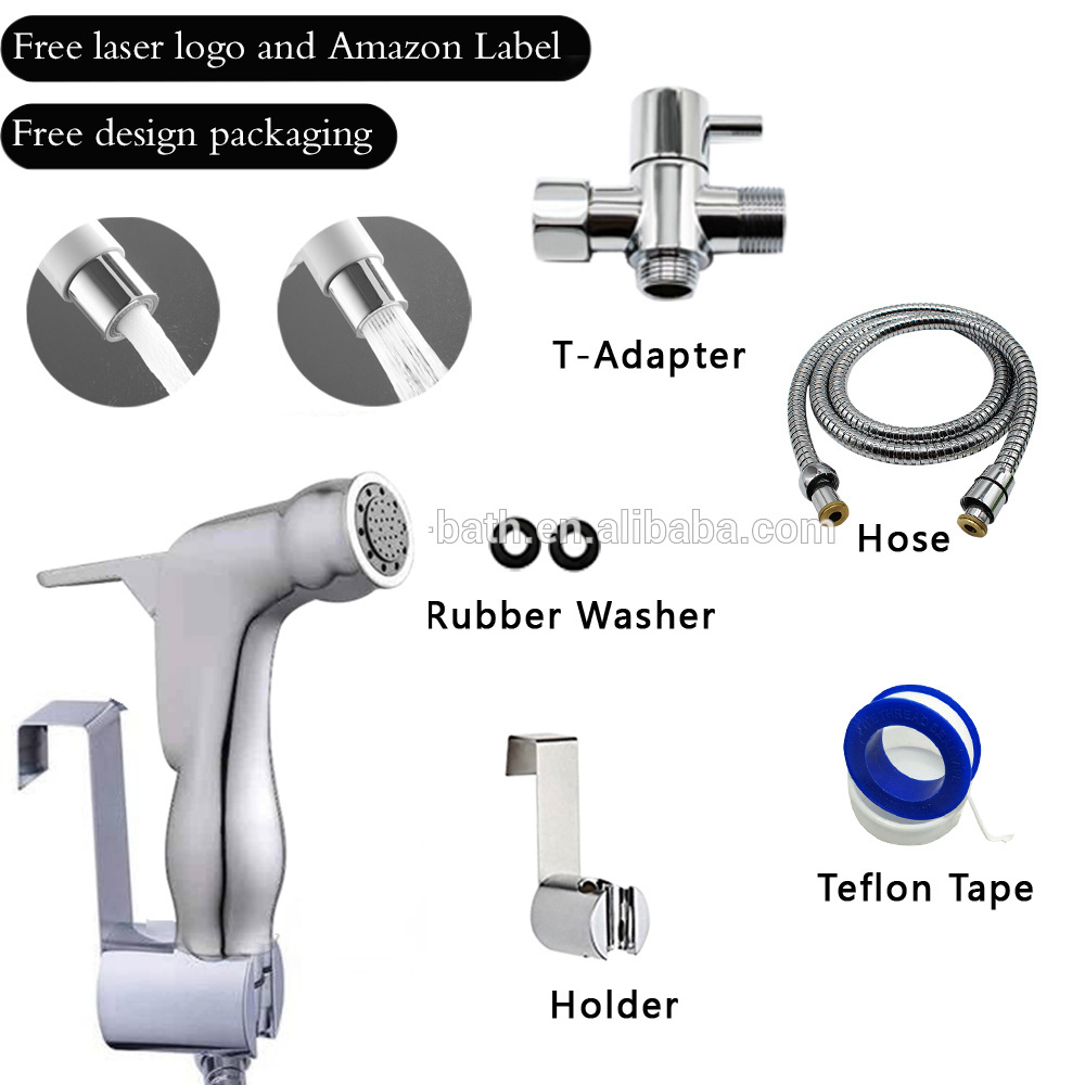 HOMEDEC Handheld Bidet Sprayer Kit for Toilet Attachment -ABS Cloth Diaper Sprayer Shattaf Set-Muslim Shower Combo with Hose