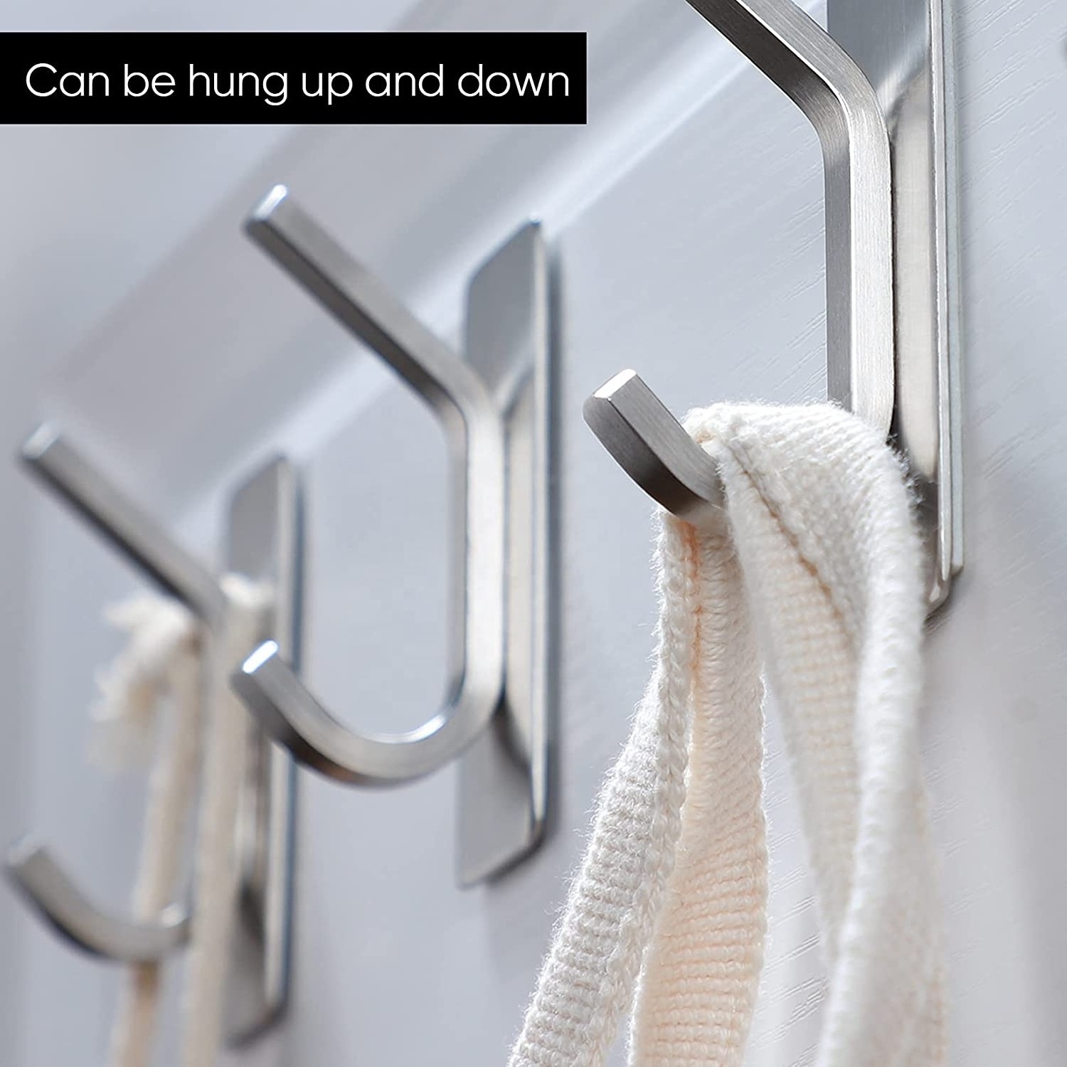 Self Adhesive Towel Hooks Brushed Nickel Bathroom Hooks Stainless Steel Robe Coat Hook 4-Packs