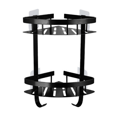 Adhesive Corner Bathroom Shelf Storage Wall Mounted Shower Caddy black color