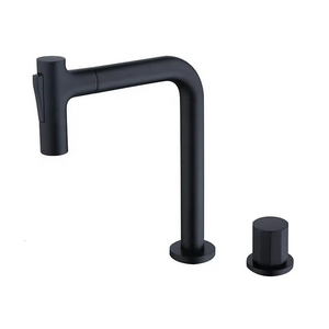 Pull Out Spout Black Desk Tap Kitchen Brass Faucet With One Handle