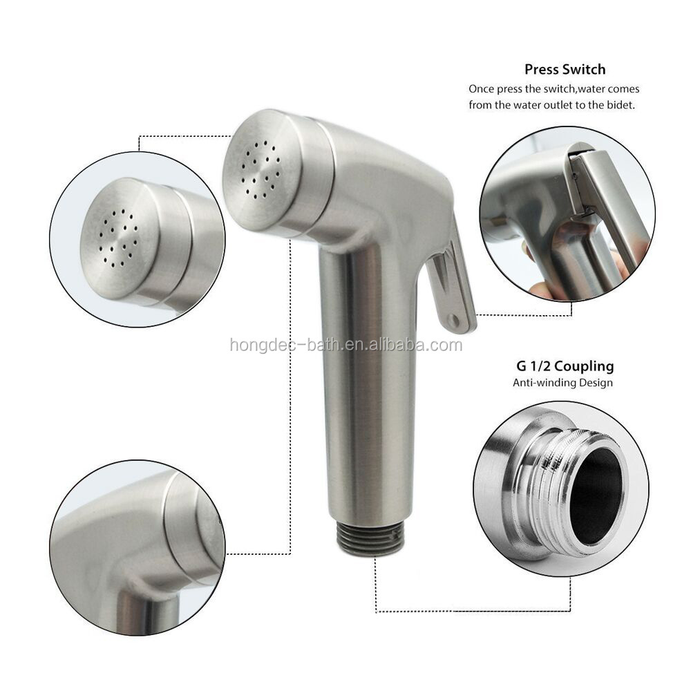 Toilet stainless steel handheld diaper sprayer shatatf bidet kit ,cold and hot water faucet diverter bidet set.