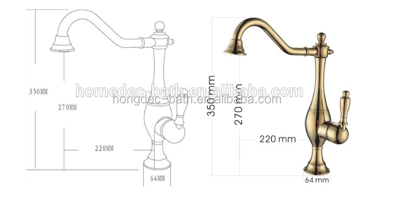 5 start hotel Luxury european Modern Single Lever rose Gold Brass Rotation shower room Antique Faucet