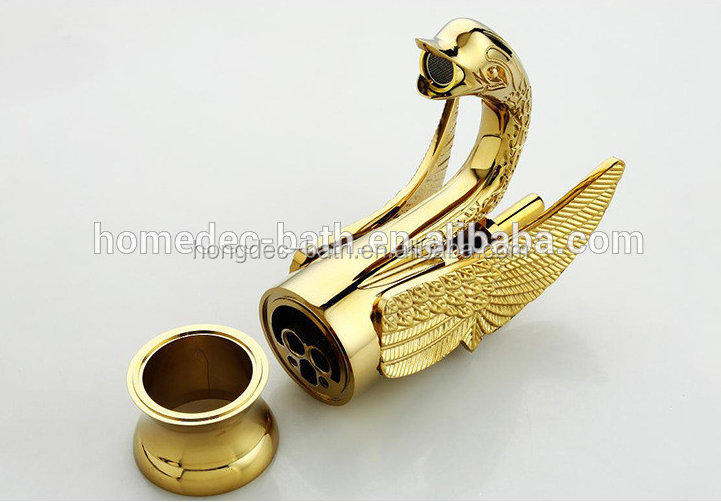 Luxury European style brass gold swan shape water basin faucet