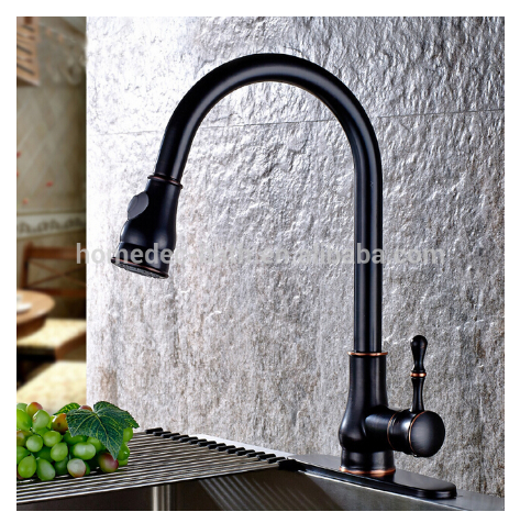 Modern brass black ORB kitchen sink faucet, pull out hot and cold water tap qatar kitchen faucet mixer tap