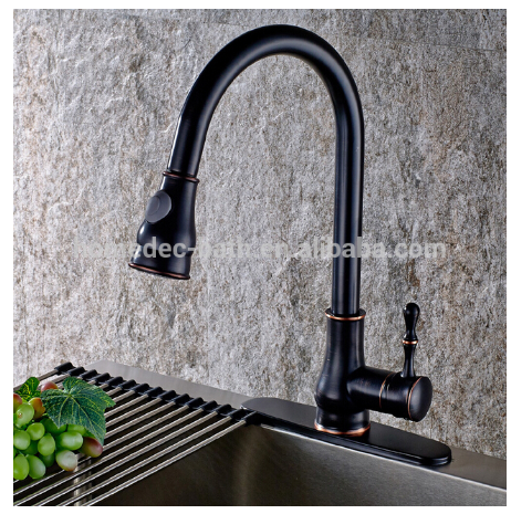 Modern brass black ORB kitchen sink faucet, pull out hot and cold water tap qatar kitchen faucet mixer tap