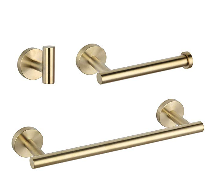 Bathroom Brushed Gold 3-Piece Accessories Set SUS304 Stainless Steel Bath Shower