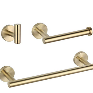 Bathroom Brushed Gold 3-Piece Accessories Set SUS304 Stainless Steel Bath Shower